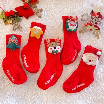 1 זוג הפעוט גרביים אלסטיים צבע בהיר הביצוע בסדר דקורטיביים חג המולד תינוק גרביים גרביים לתינוק מתנות
