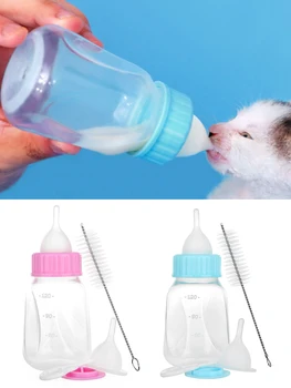 120ML האכלה בבקבוק עם סט מברשת ניקוי גור חתלתול חיות מחמד כלב חתול Bady סיעוד מים חלב מזין היילוד חתול שותה בקבוק