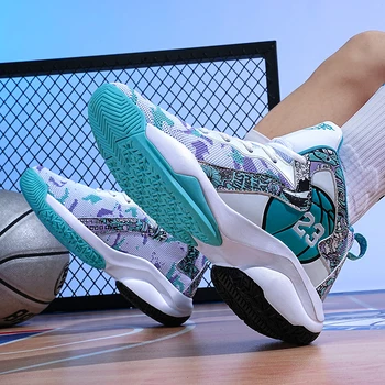 2023 גבוה-עליון לשני המינים נעלי כדורסל נשים גברים ריפוד כדורסל נעלי ספורט נייד לנשימה לא-להחליק חיצוני נעלי ספורט