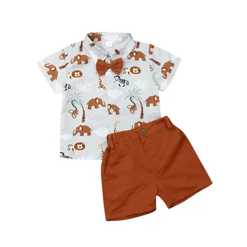 Citgeett הקיץ פעוט, ילד, תינוק ג ' נטלמן רשמית מסיבת החליפה חיה חולצה+מכנסיים קצרים 2PCS תלבושות קריקטורה סט בגדים