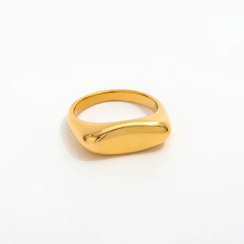 Joolim תכשיטים באיכות גבוהה Pvd להכתים חינם פשוט אישיות גיאומטריות משטח חלק ד ' טבעת נירוסטה עבור נשים