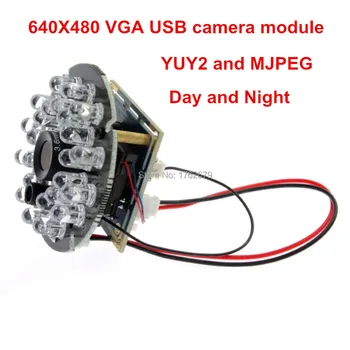 VGA 640*480 MJPEG 30FPS Usb מודול המצלמה CMOS OV7725 24pcs IR LED אינפרא אדום, usb עם מצלמה לוח 2.8 mm/3.6 מ 