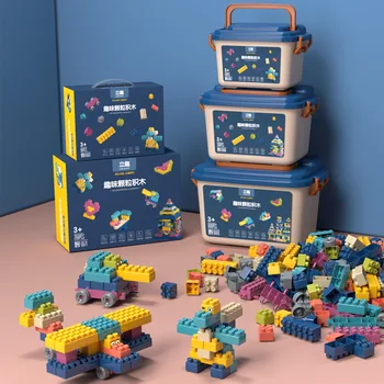 אבני הבניין פאזל להגדיר DIY מצחיק אבני הבניין צעצוע צבעוני יצירתי בתפזורת לבנים מוקדם צעצועים חינוכיים לילדים, מתנה לתינוק