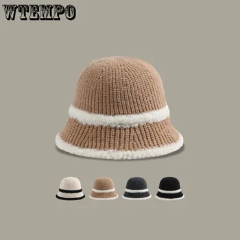 דלי כובעי נשים קטיפה סרוגים מוצק צבע דלי כובע חם, קר עמיד יוקרה שמשיה כובע סתיו הסיטוניים