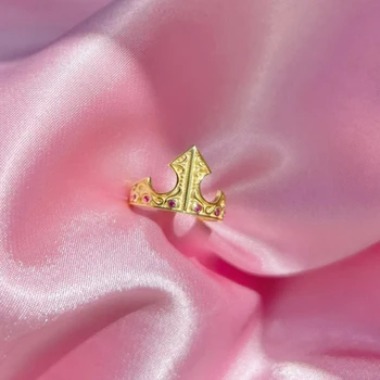 היפהפייה הנרדמת אורורה הטבעת לאישה בחורה אירוסין תכשיטים Accessorie מצופה זהב מתכוונן הכתר טבעת מתנה בשבילה.