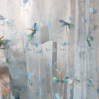 כחול/ורוד נטו חוט רקום תחרה בד 3D שפירית שמלת החתונה מאטרייה,של נשים חצאית תפירה ואביזרים