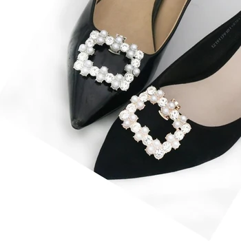 כיכר להדק את הנעל קליפ חתונה העקב גבוה נשים נעלי כלה קישוט יהלומים מלאכותיים נוצצים דקורטיביים קליפים קסם פרפר אבזם