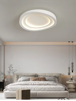 מודרני לבן LED מנורת תקרה עם שלט רחוק עבור חדר השינה ללמוד בסלון הבית מעצב סיבוב נברשת תאורה 2022