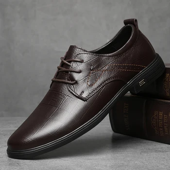 מותג יוקרה נעלי אלגנט לגברים אופנה חיצונית עסקים נעליים באיכות גבוהה חדש עור אמיתי גברים מזדמנים במשרד נעלי חתונה