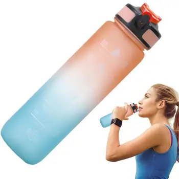 מים נייד בקבוק 1 ליטר צבע שותה כוס עם קש סיליקון אביזרי ספורט שותה בקבוק ריצה הליכה וטיולים