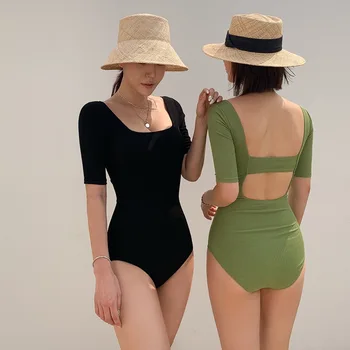 קוריאה Monokini נשים בגדי ים חצי שרוול בגדי ים באיכות גבוהה בגד ים סקסי Monokini Beachwear