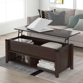 שולחן קפה רב-תכליתי עם מגירות ,מדף פתוח ואחסון, הרמת שולחן הסלון