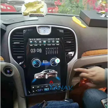 הרדיו ברכב על-קרייזלר 300C 2013-2019 אנדרואיד טסלה אנכי מסך ראש יחידת ניווט GPS לרכב סטריאו מולטימדיה נגן DVD