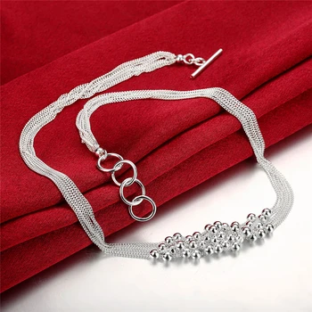 חדש שרשרת כסף 925 אופנה עיצוב חלבית עגולה חרוז שרשרת מתאימה עבור נשים מעודנות מתנה תכשיטים